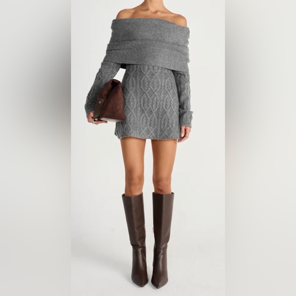 Gray Cable Knit Dress
